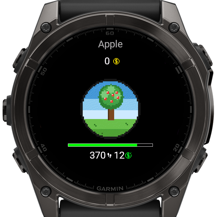 StepFarmer Orchard on a Garmin watch